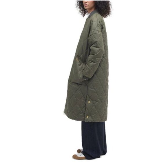 OVERSIZED Barbour $517 Re-Engineered Rhea Quilted Coat Olive Size 8 NEW - Picture 2 of 12